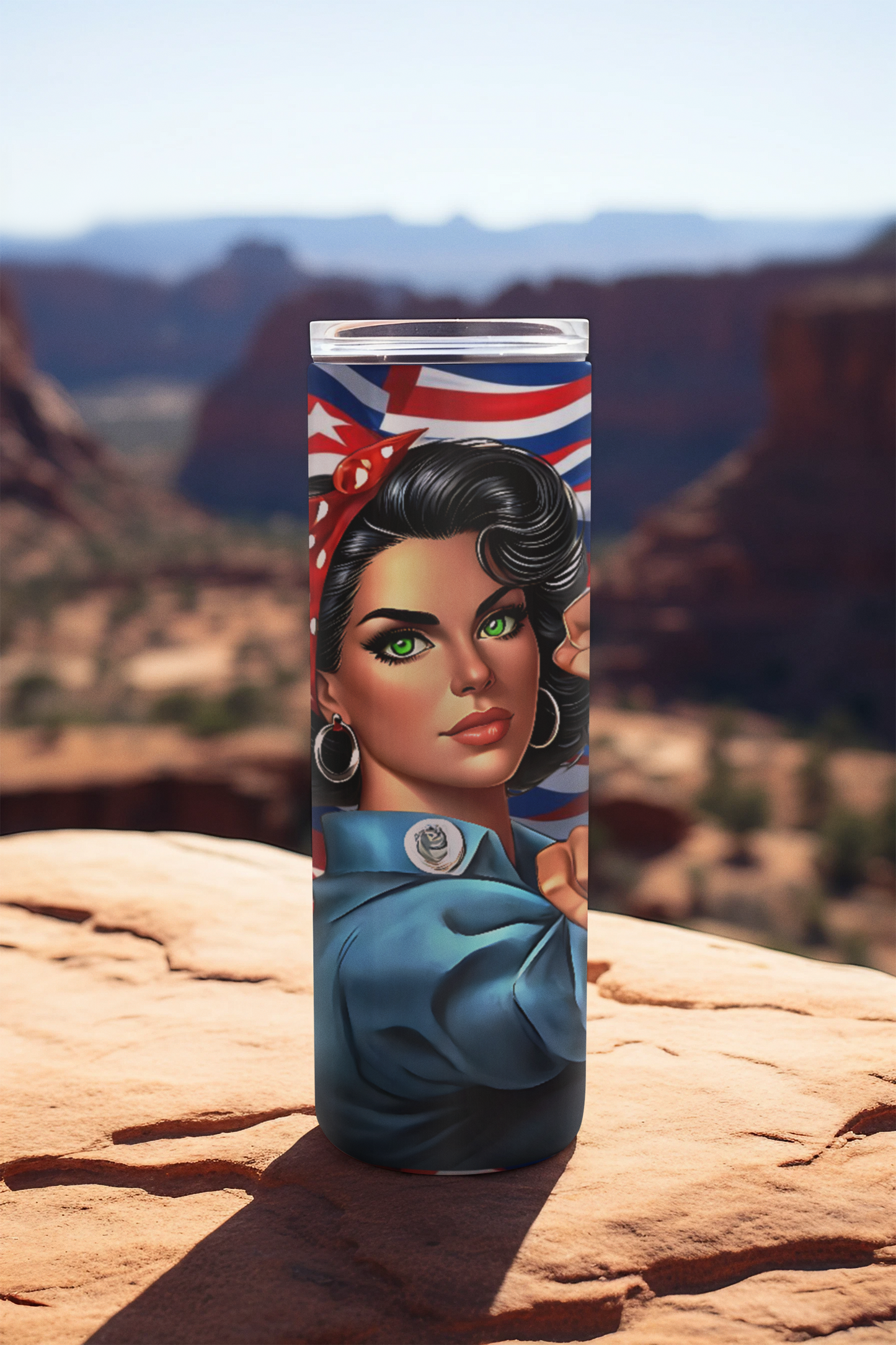 Custom Cuban Inspired 20oz Skinny Beverage Tumbler- 'Maria La Valiente'