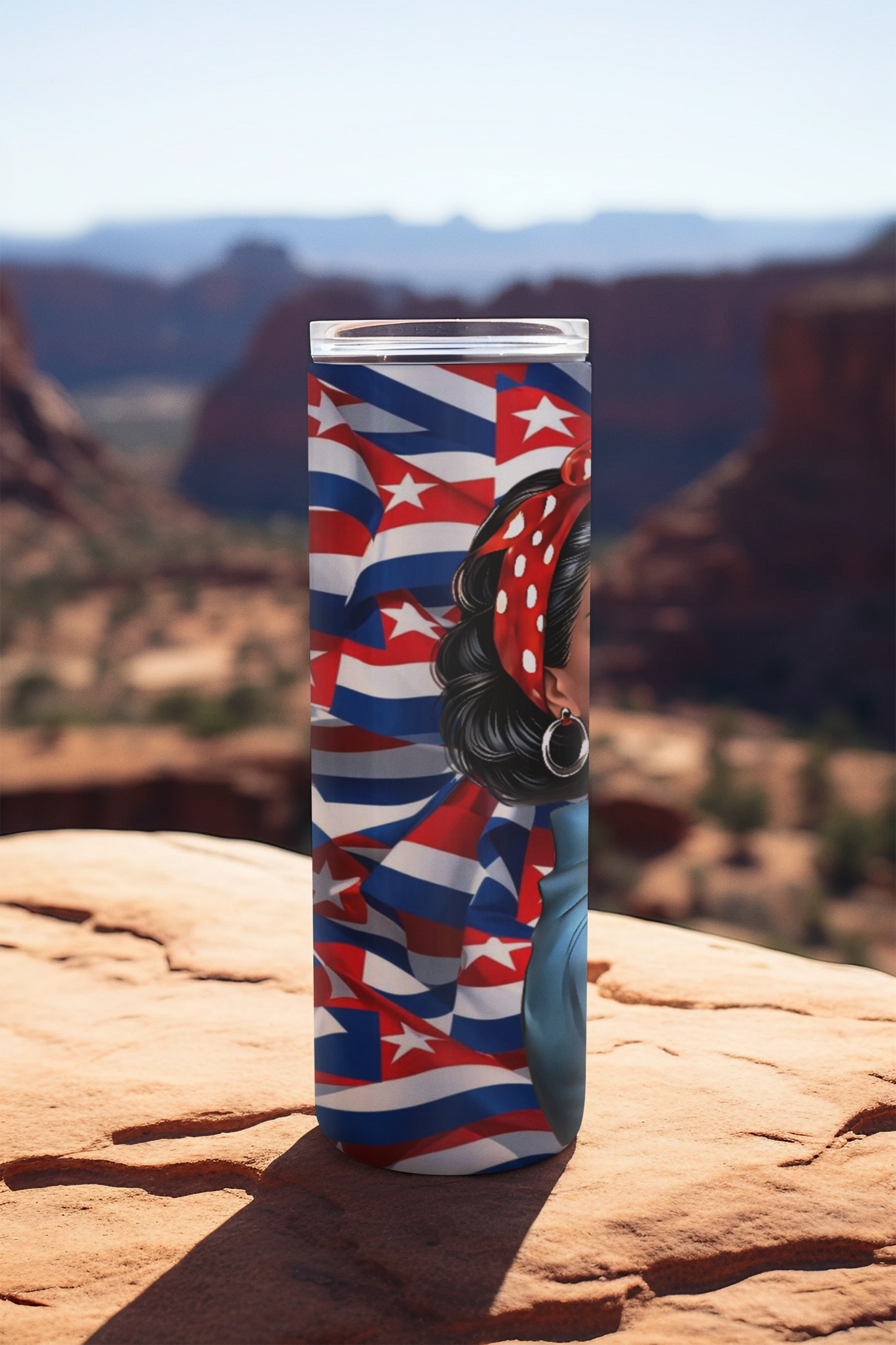 Custom Cuban Inspired 20oz Skinny Beverage Tumbler- 'Maria La Valiente'