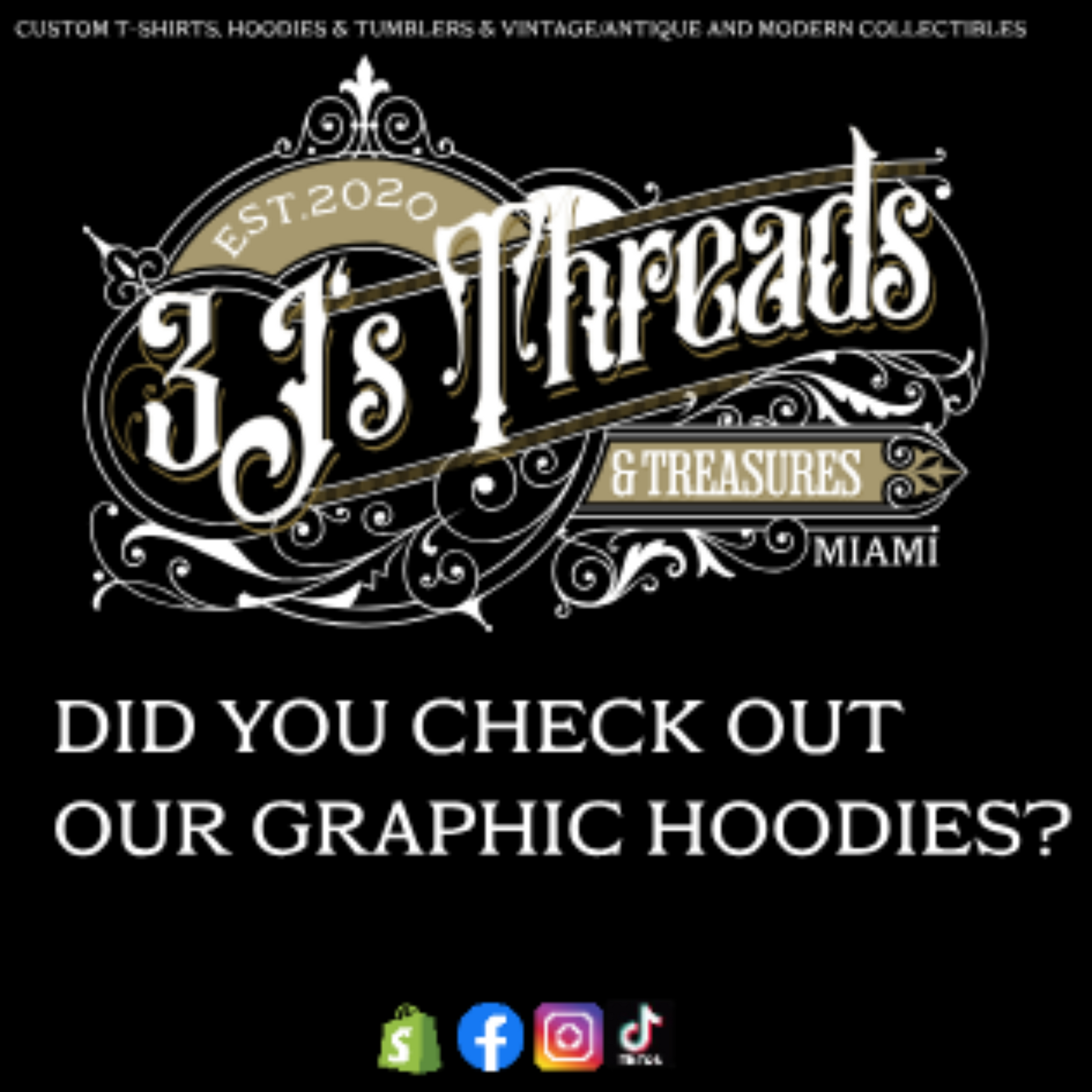 3J’s Threads tumbler collection promo slide Did you check out our Graphic hoodies?