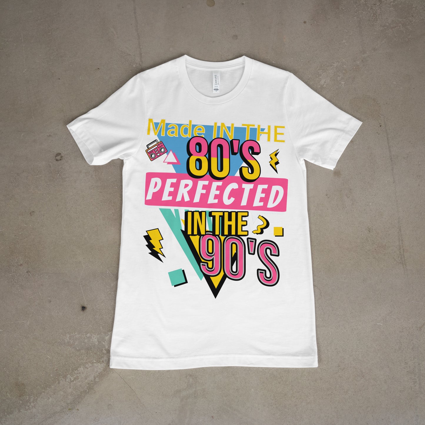 Custom Retro Graphic T-shirt- 'Born in the 80's Perfected in the 90's' Cotton Blend Unisex Tshirt