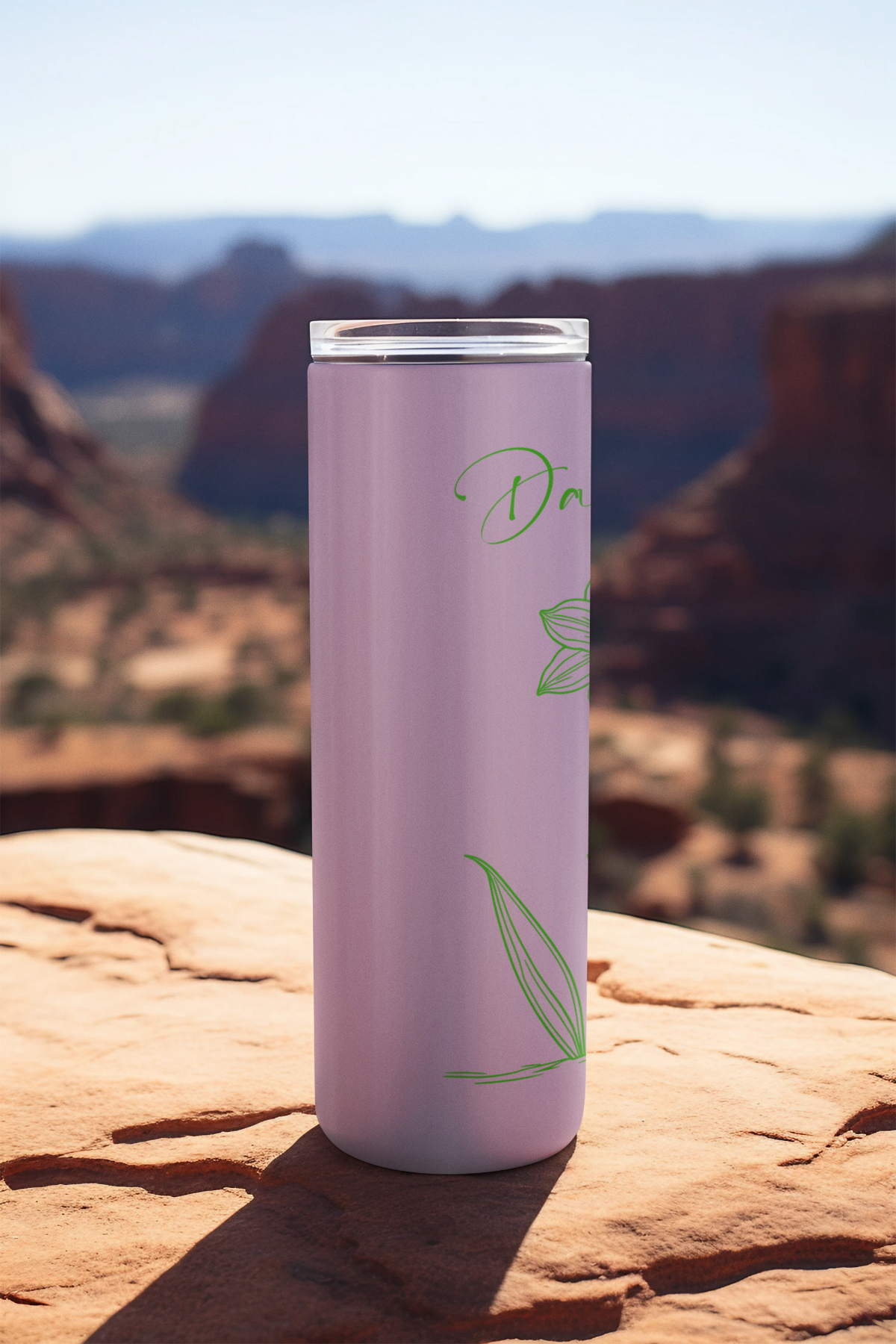 Side view of March daffodil tumbler from Monthly Floral Bloom Collection