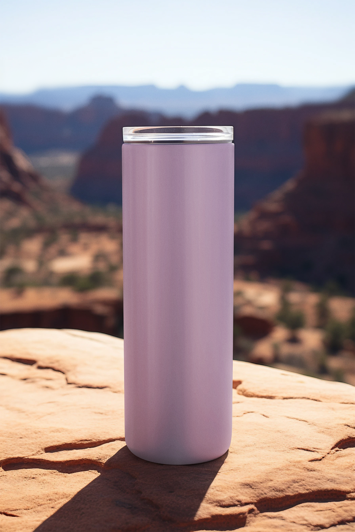 Angled view of minimalist floral tumbler showcasing double-wall insulation- back view of tumbler