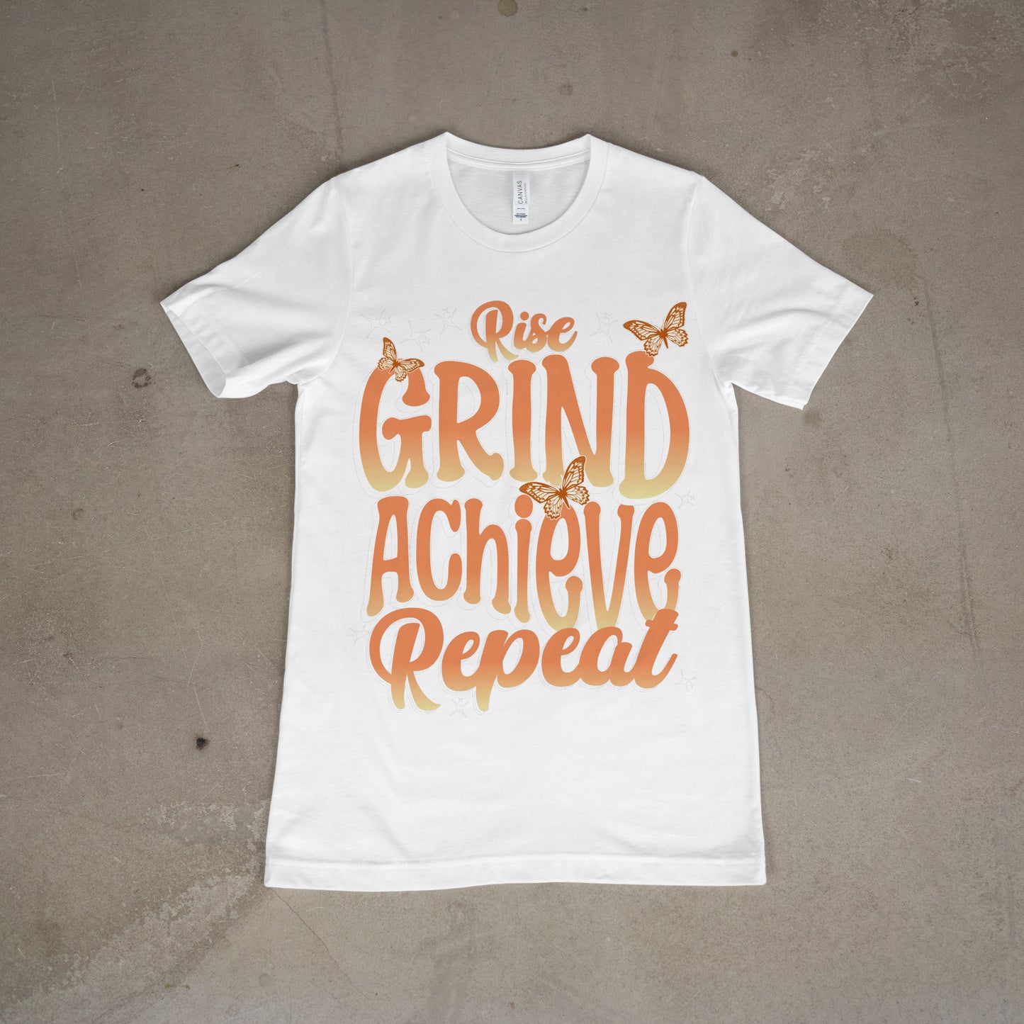 Unisex Motivational Typography Graphic T-shirts- 'Rise, Grind, Achieve, Repeat' Comfy Cotton Blend T-Shirt