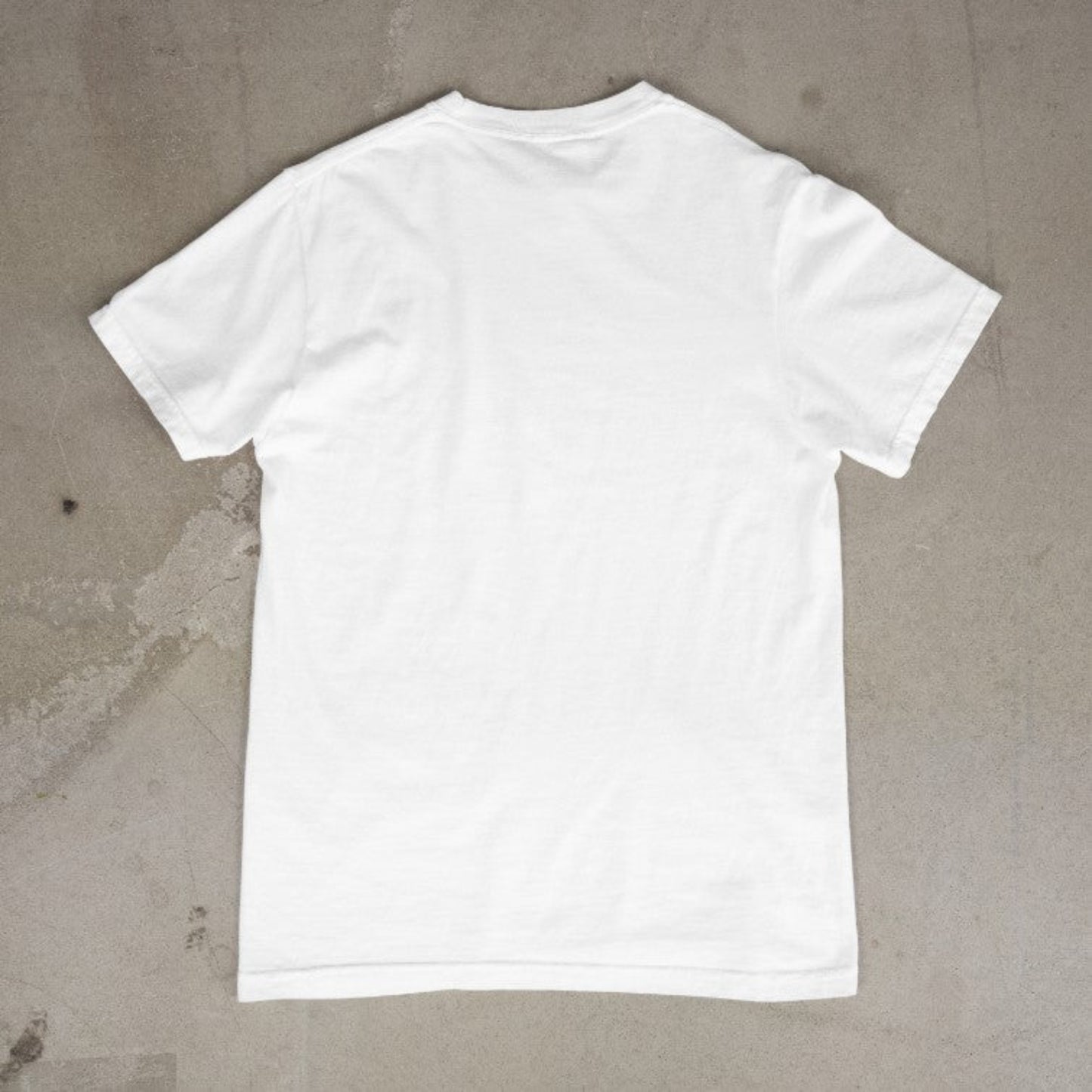 Back of white t-shirt with plain design