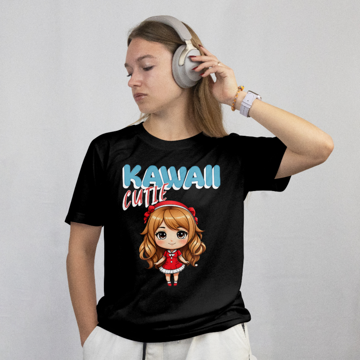 Camiseta gráfica Kawaii Cutie para mujer: adorable camiseta inspirada en el anime, algodón suave