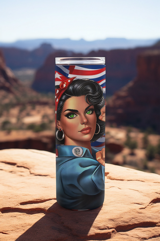 Custom Cuban Inspired 20oz Skinny Beverage Tumbler- 'Maria La Valiente'
