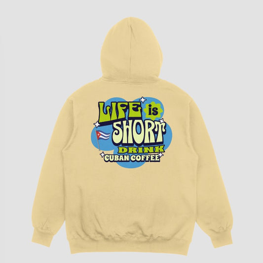 3J's Threads & Treasures-Custom Graphic Hoodie-LIFE'S SHORT DRINK CUBAN COFFEE