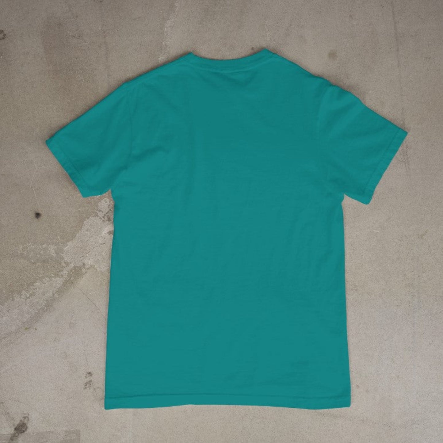 Teal shirt with bold quirky phrase “Quick & Fast Never Lasts” in retro font